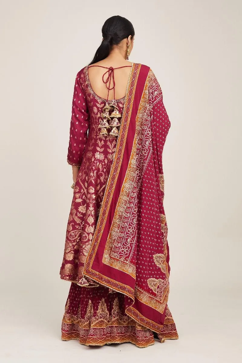 Magenta Anarkali Set