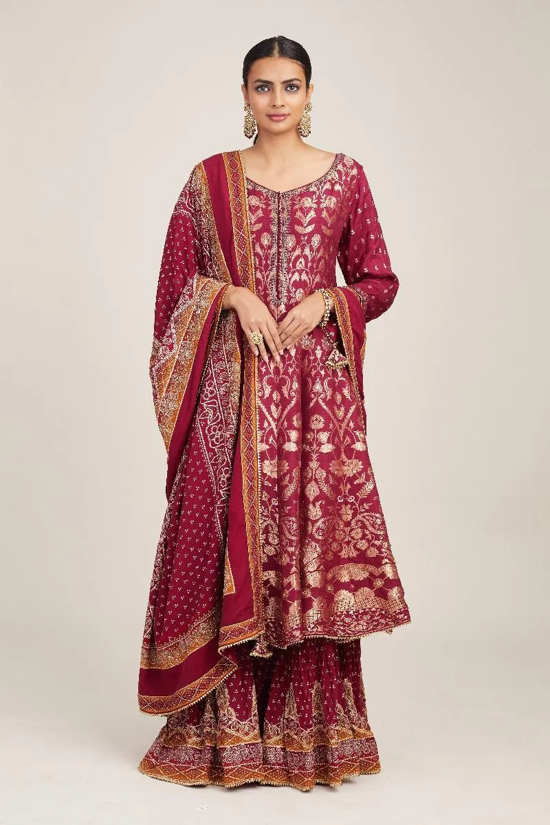 Magenta Anarkali Set