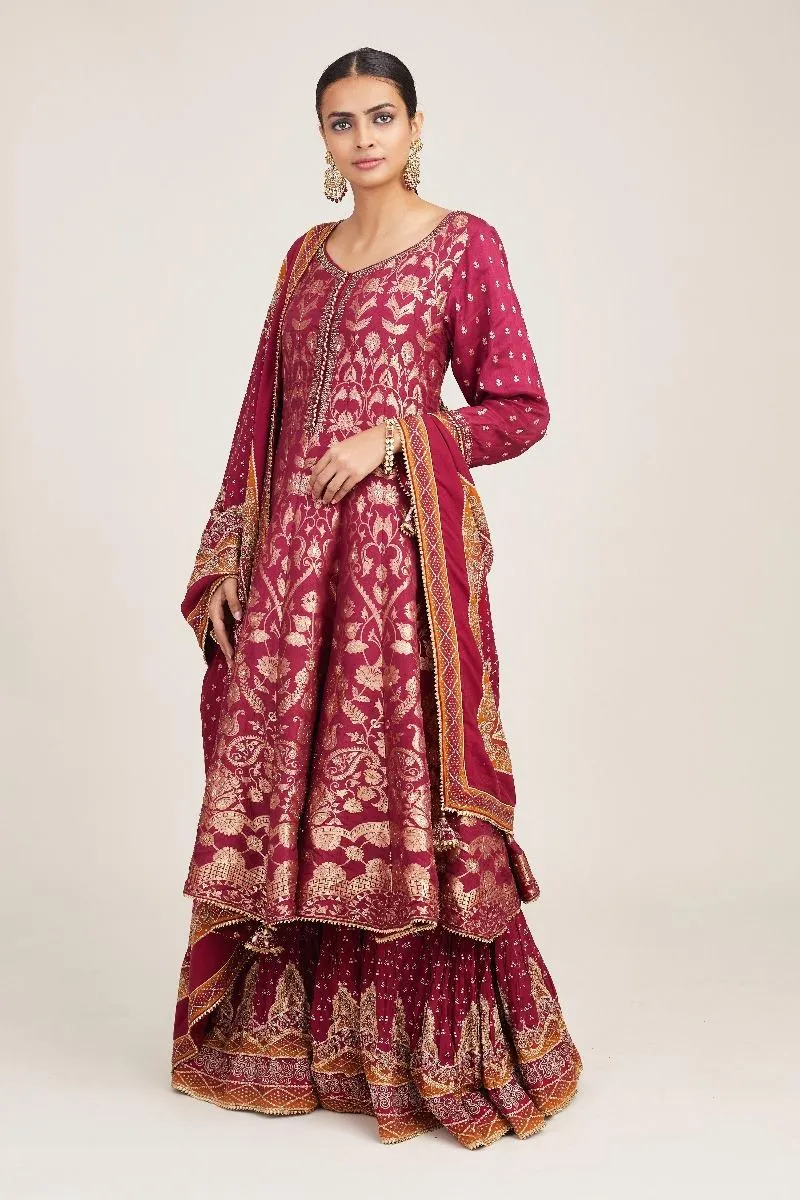 Magenta Anarkali Set