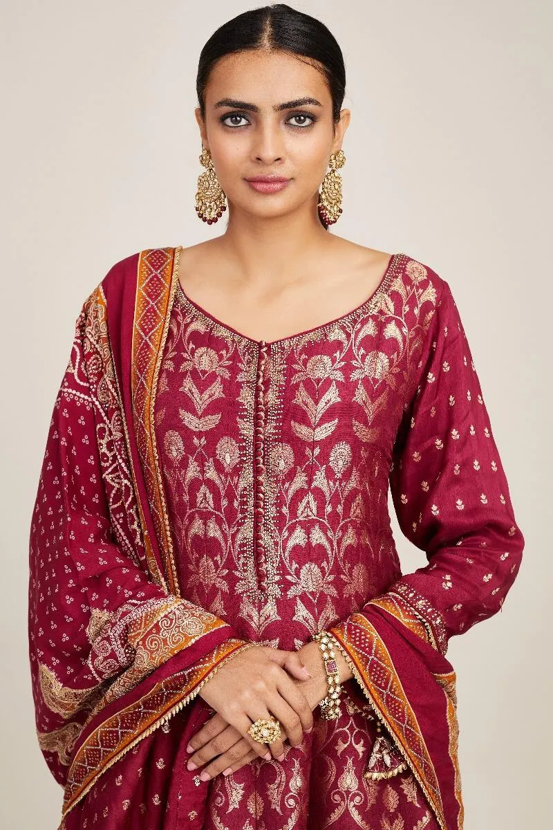 Magenta Anarkali Set