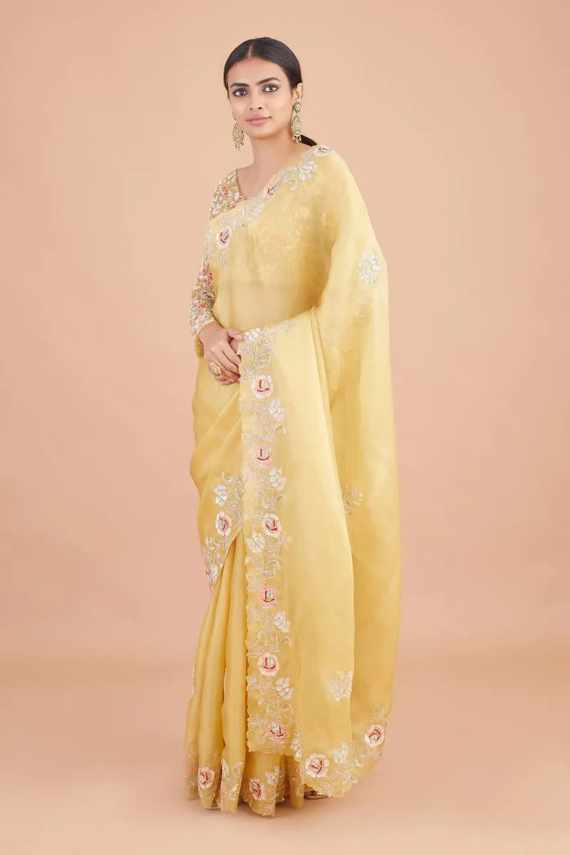 Tuscan Yellow Organza Saree