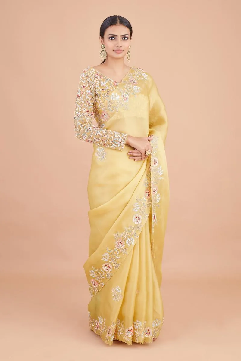 Tuscan Yellow Organza Saree