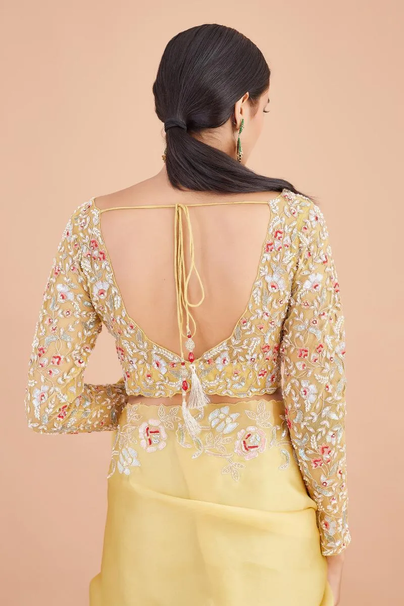 Tuscan Yellow Organza Saree