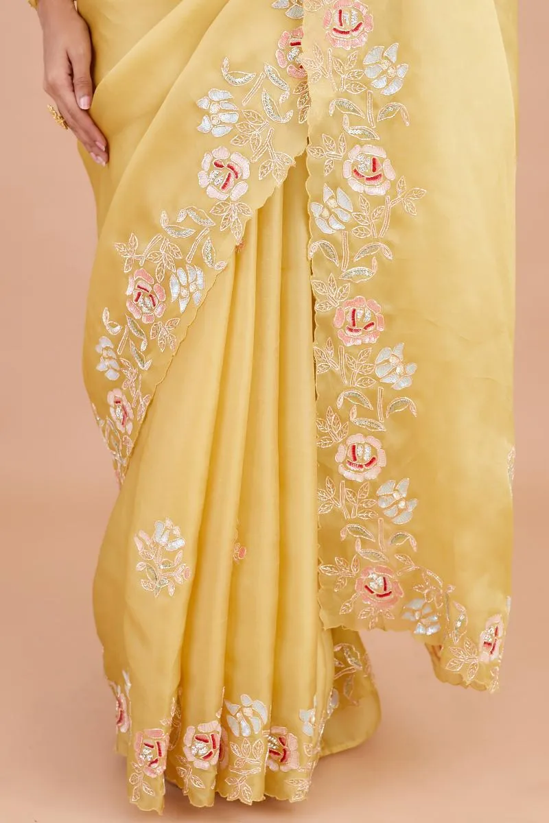 Tuscan Yellow Organza Saree