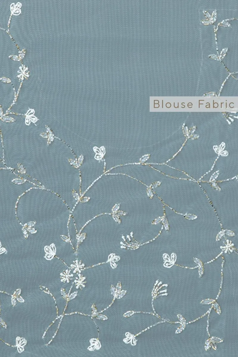 Mint Green Embellished Organza Saree