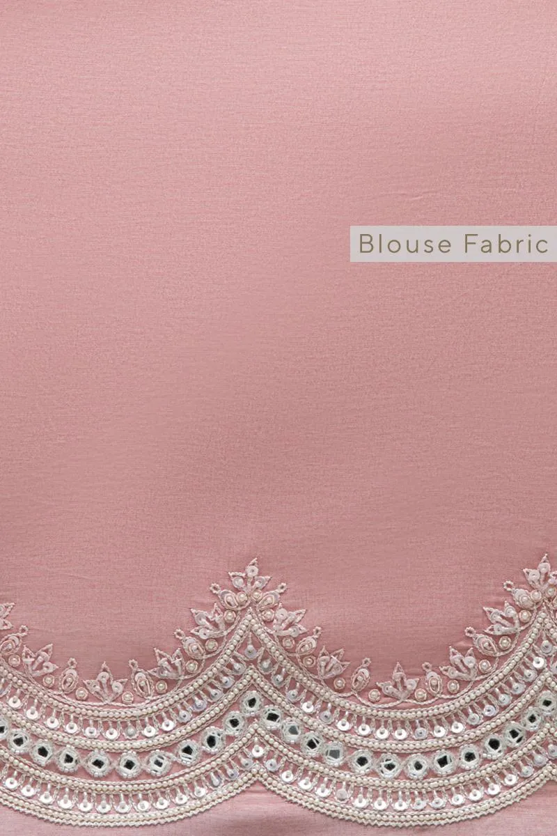 Rose Pink Embroidered Silk Saree