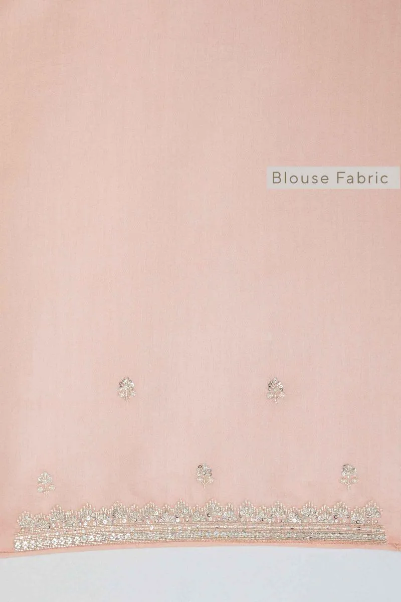 Rose Pink Organza Floral Print Saree