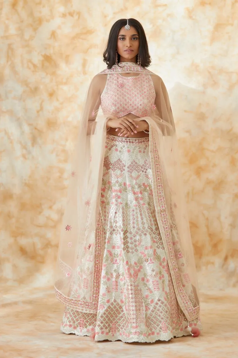 Warm Ivory Silk Lehenga