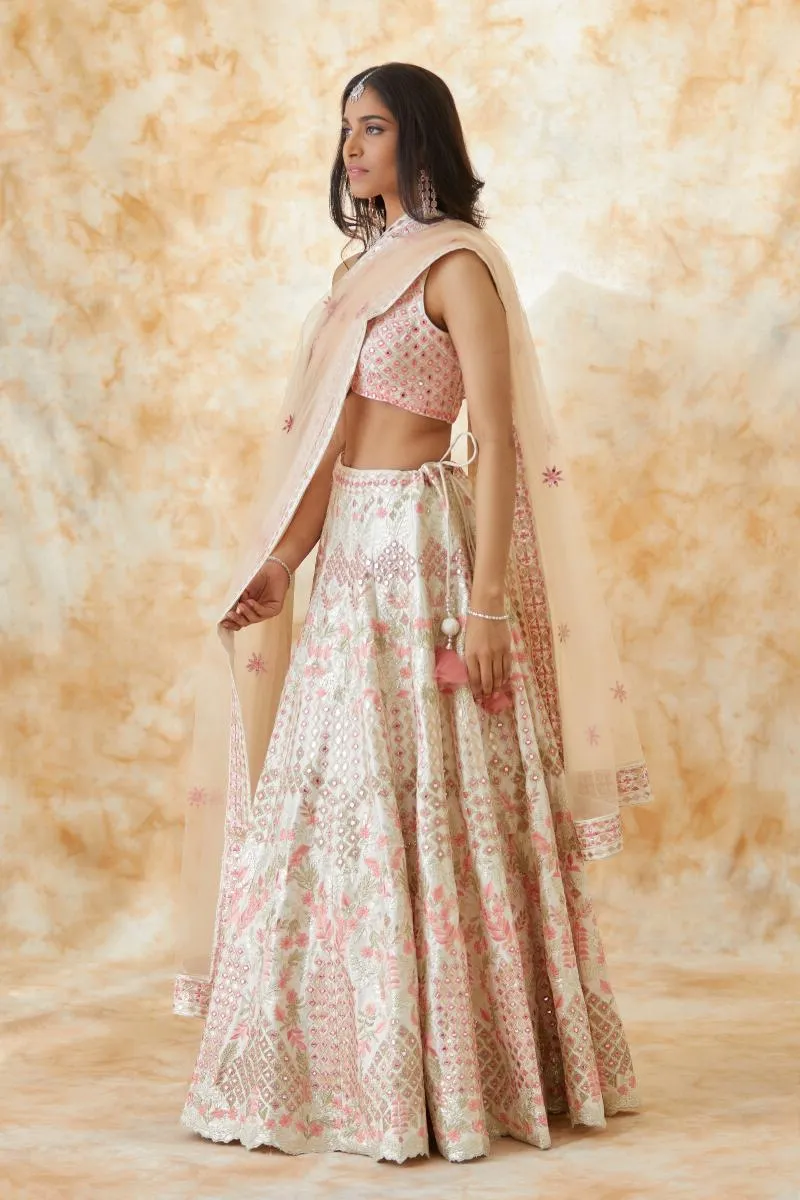 Warm Ivory Silk Lehenga