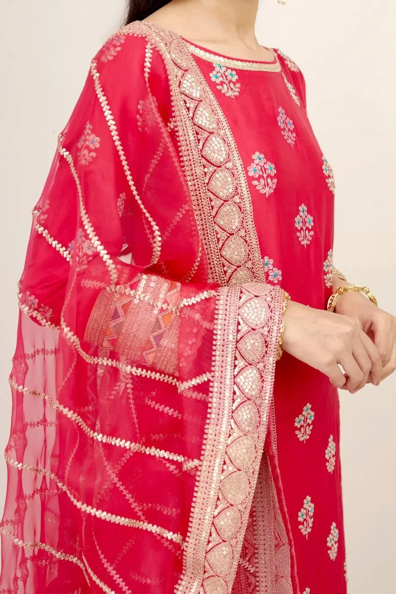 Ruby Pink Silk Suit