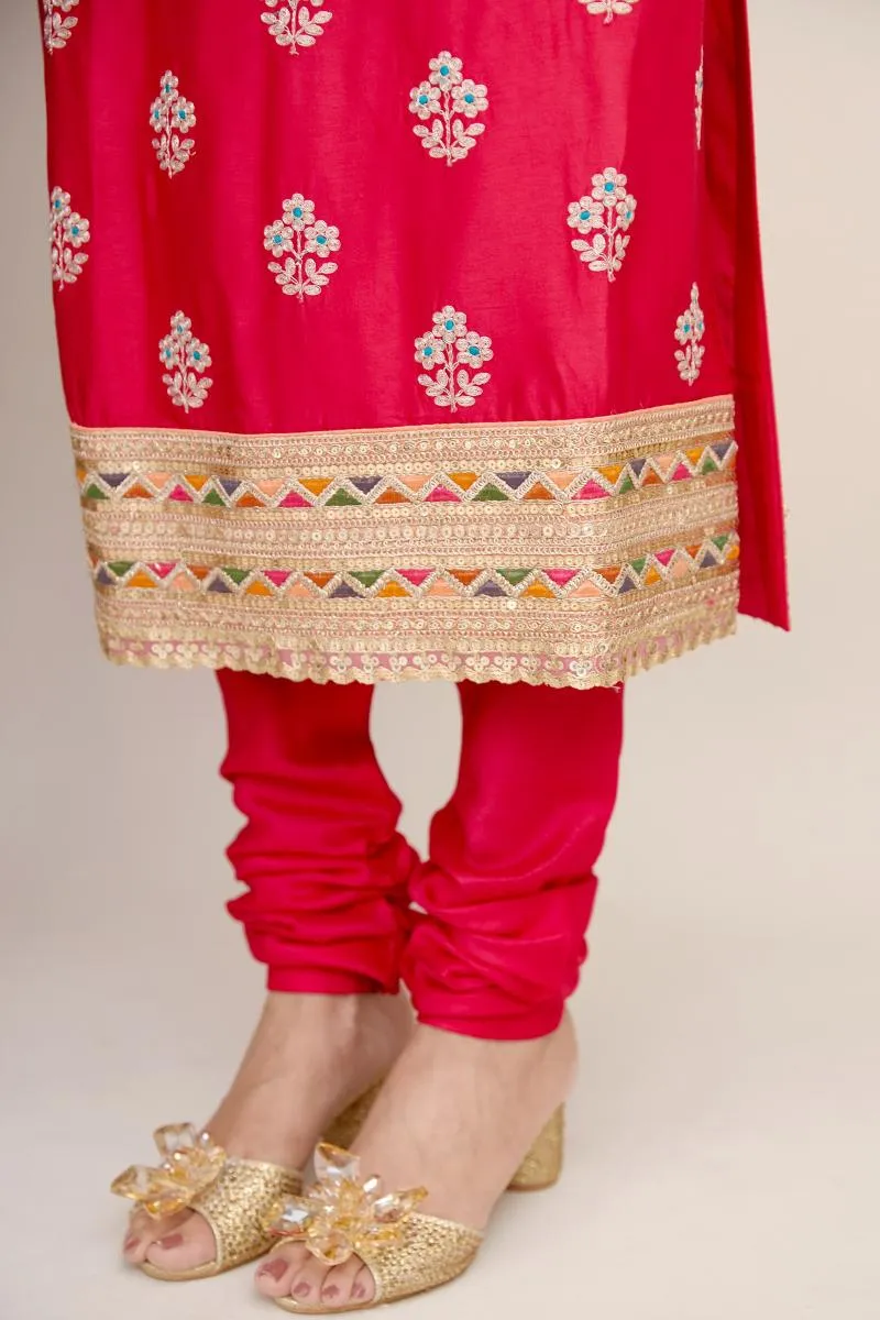 Ruby Pink Silk Suit