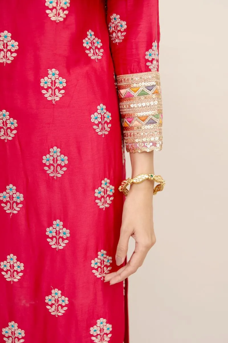 Ruby Pink Silk Suit