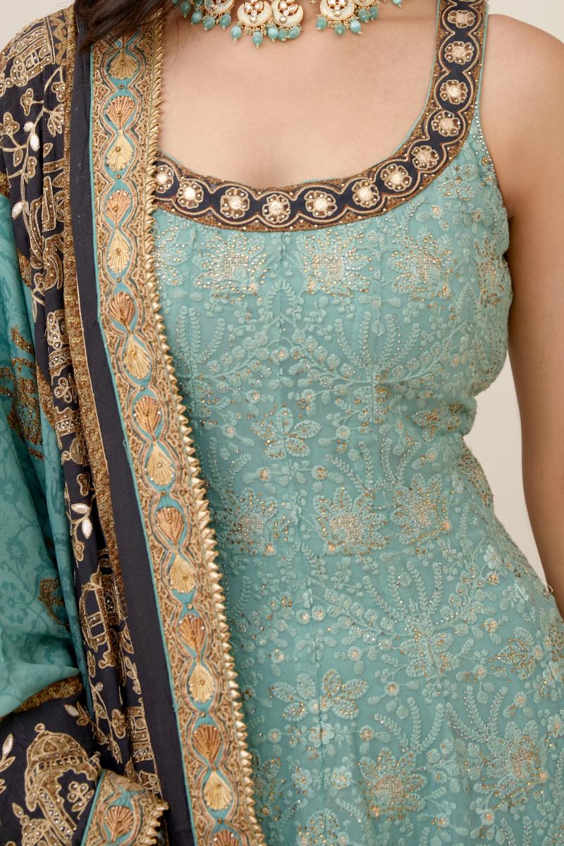 Buy Mint Green Sharara Suit For Women Online Frontierraas