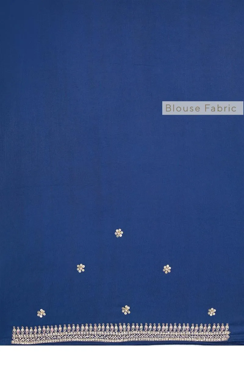 Bedazzled Blue Satin Saree