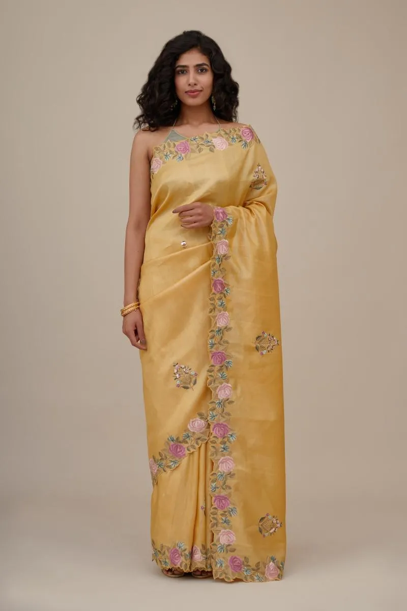 Earthy Yellow Silk Saree
