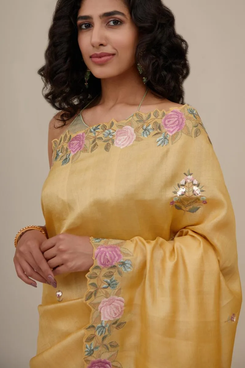 Earthy Yellow Silk Saree