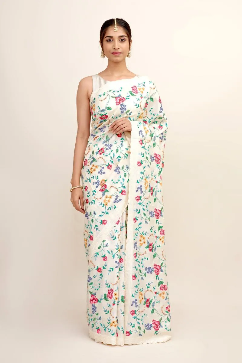 Daffodil Cream Silk Saree