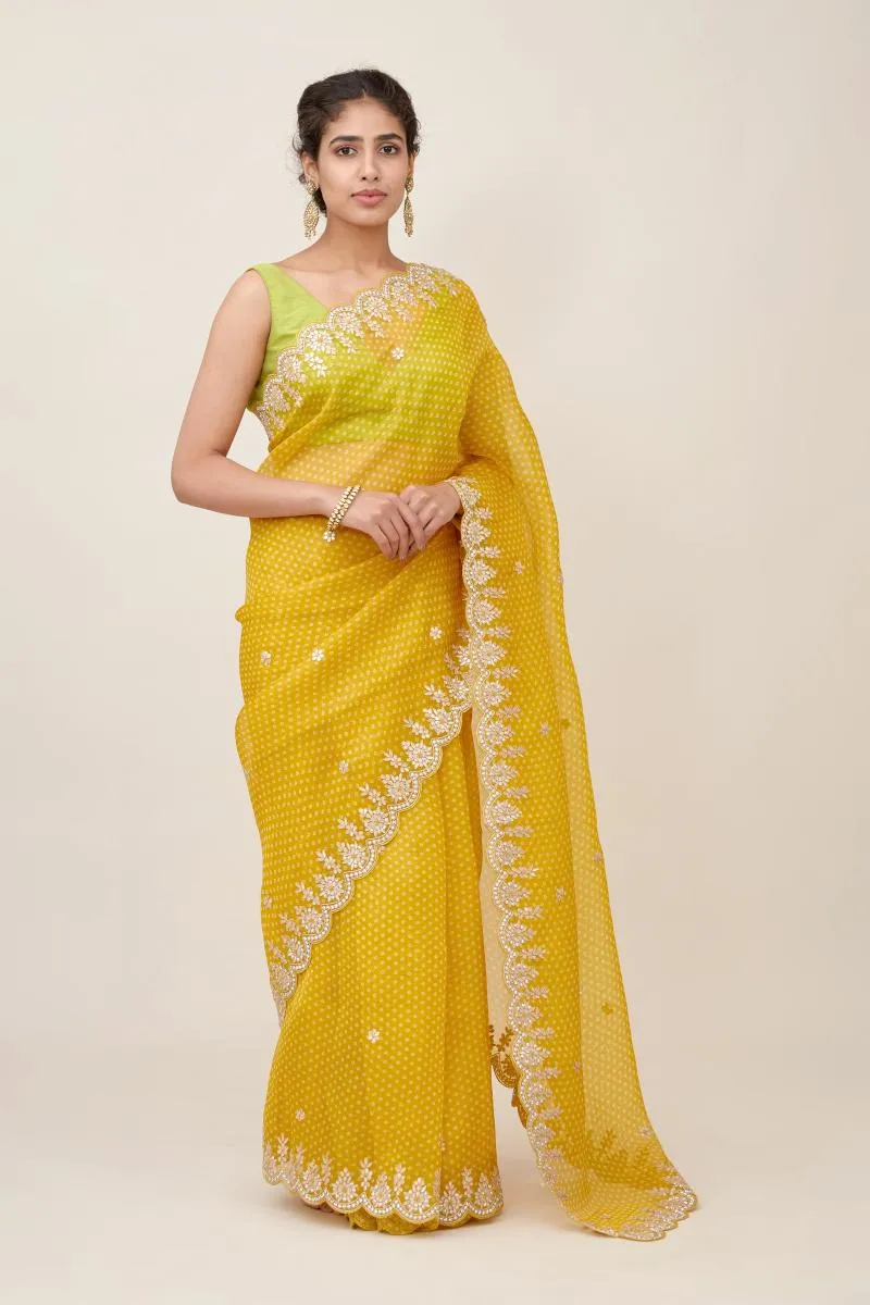 Pastel Yellow Oganza Saree