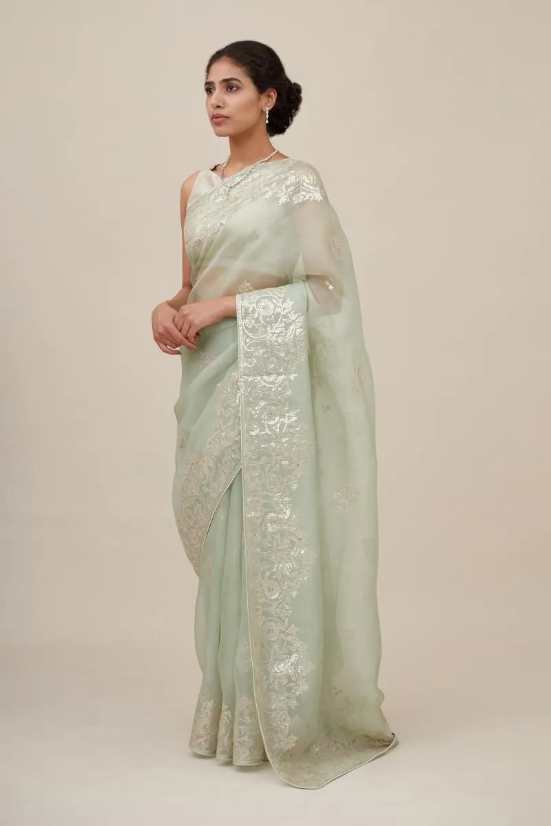 Sublime Green Organza Saree