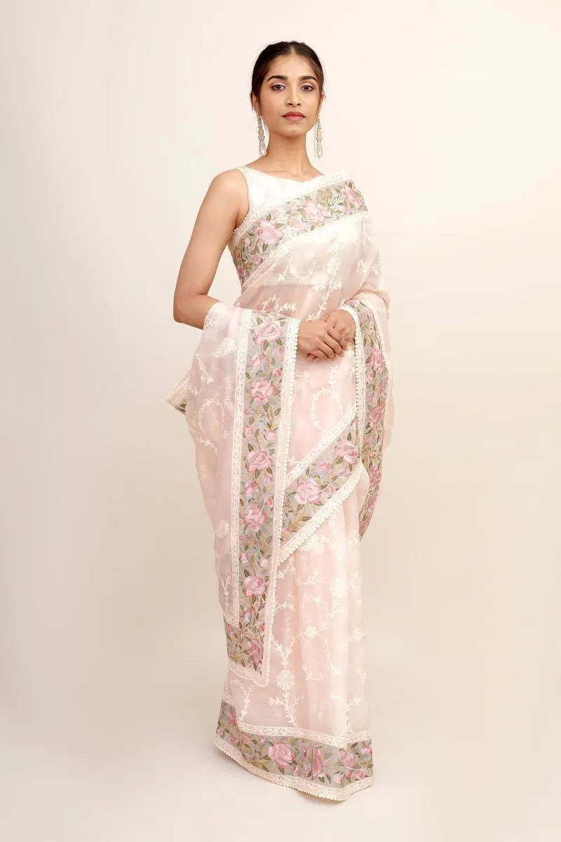 Ballet Pink Organza Saree