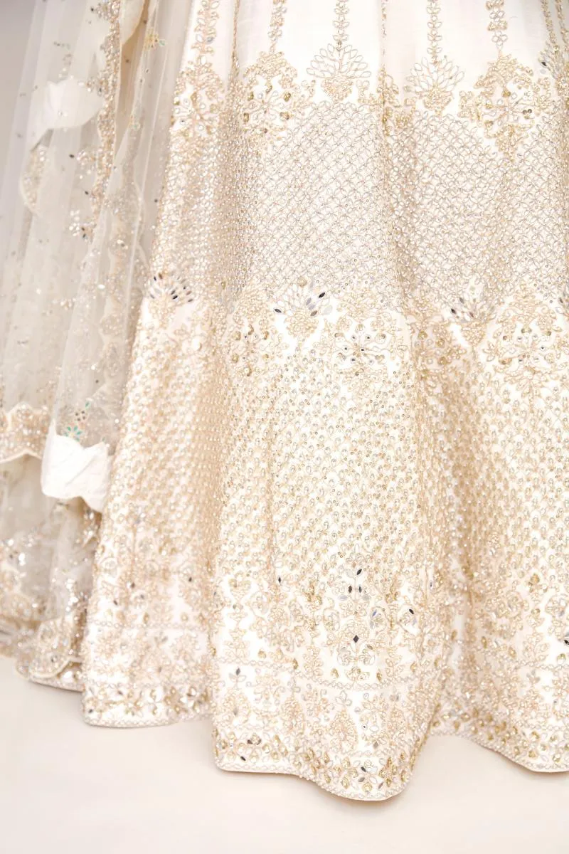 Pearl White Raw Silk Anarkali Suit