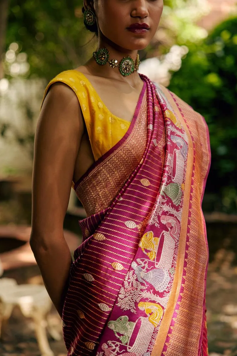 Wild Rose Banarasi Ektara Silk Saree