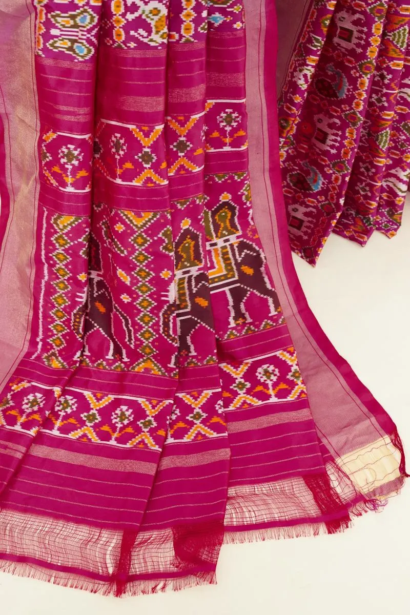 Fuchsia Semi Patan Patola Silk Saree