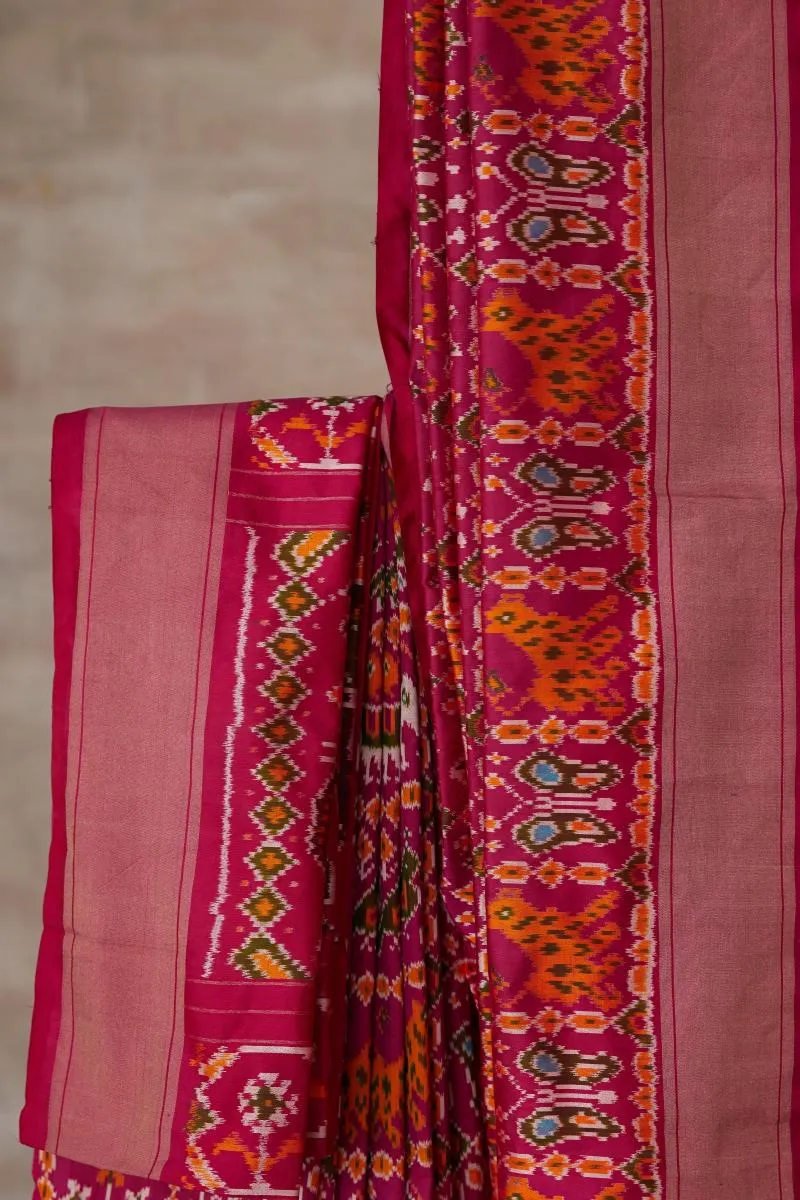 Fuchsia Semi Patan Patola Silk Saree
