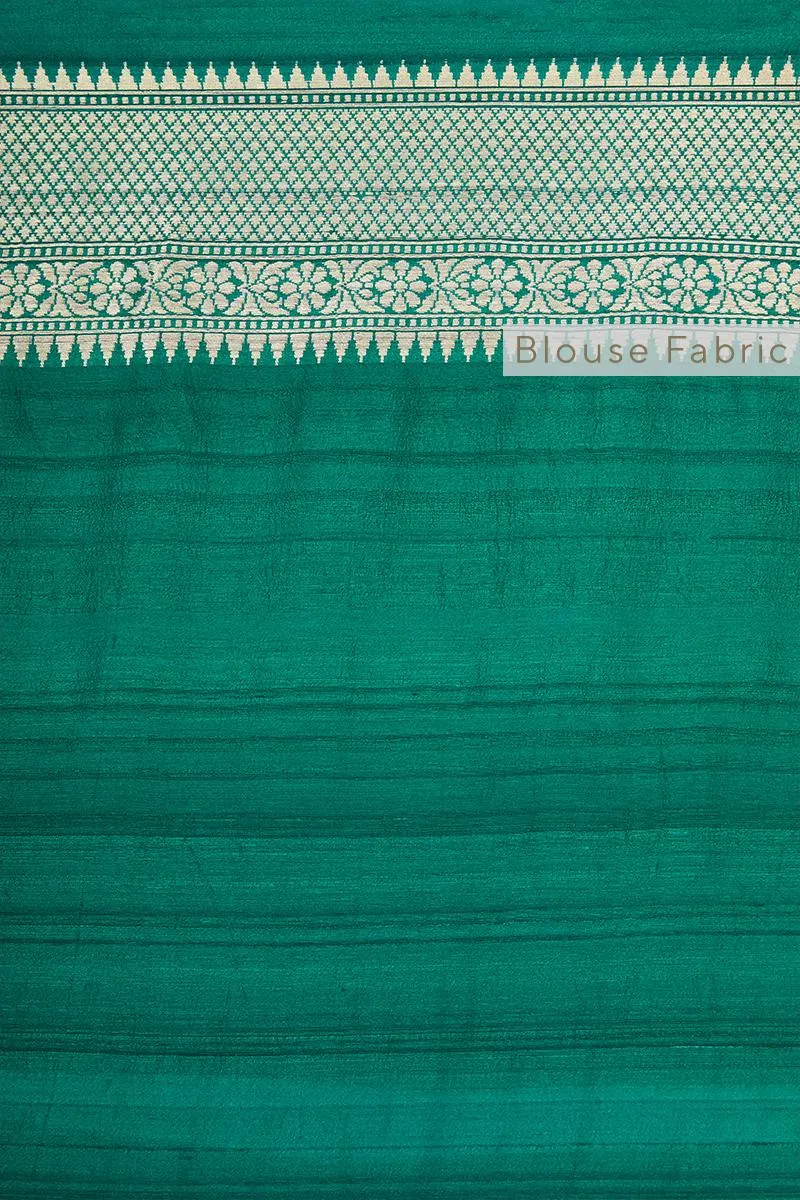 Pine Green Banarasi Tussar Silk Saree