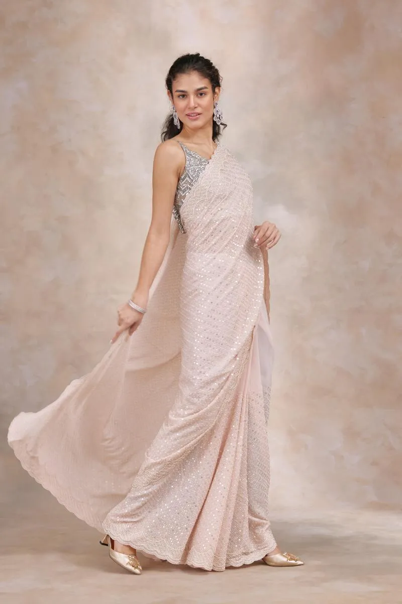 Bubbly Pink Georgette Saree