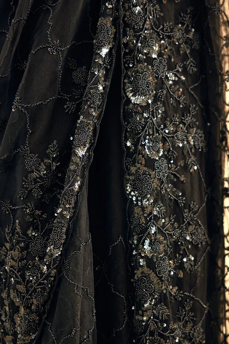Neo Black Net Saree
