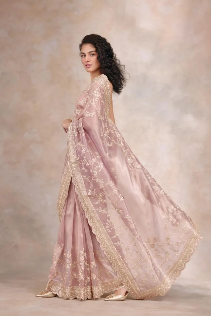 Gold Rose Organza Saree