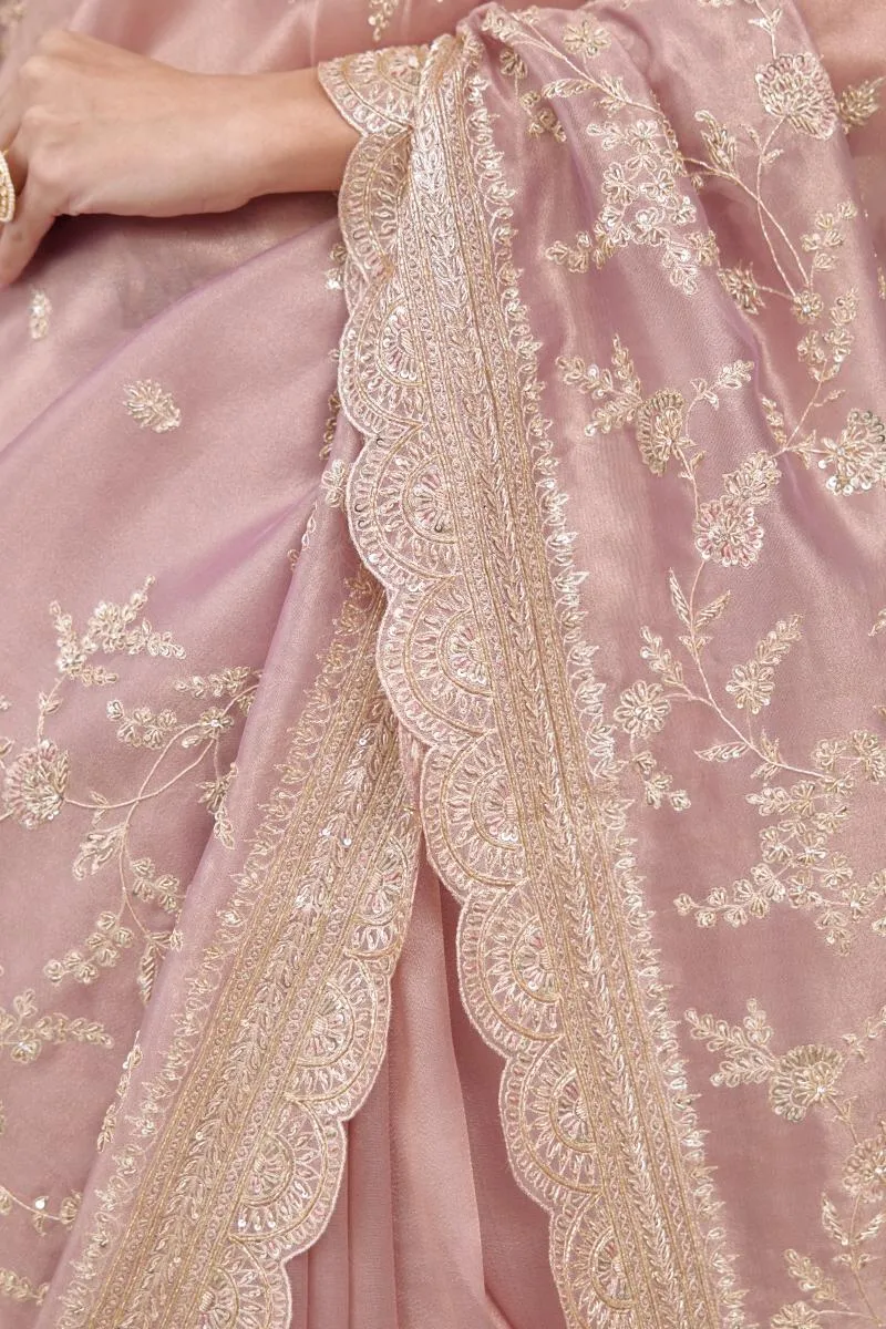 Gold Rose Organza Saree