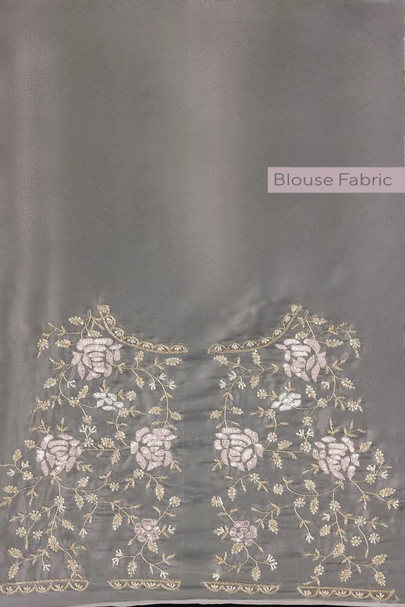 Icy Grey Organza Saree