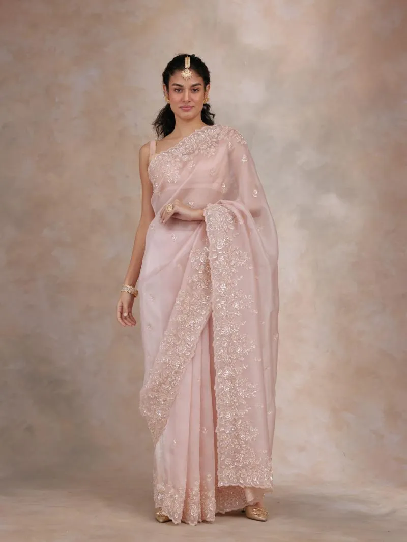 Powder Pink Organza Saree