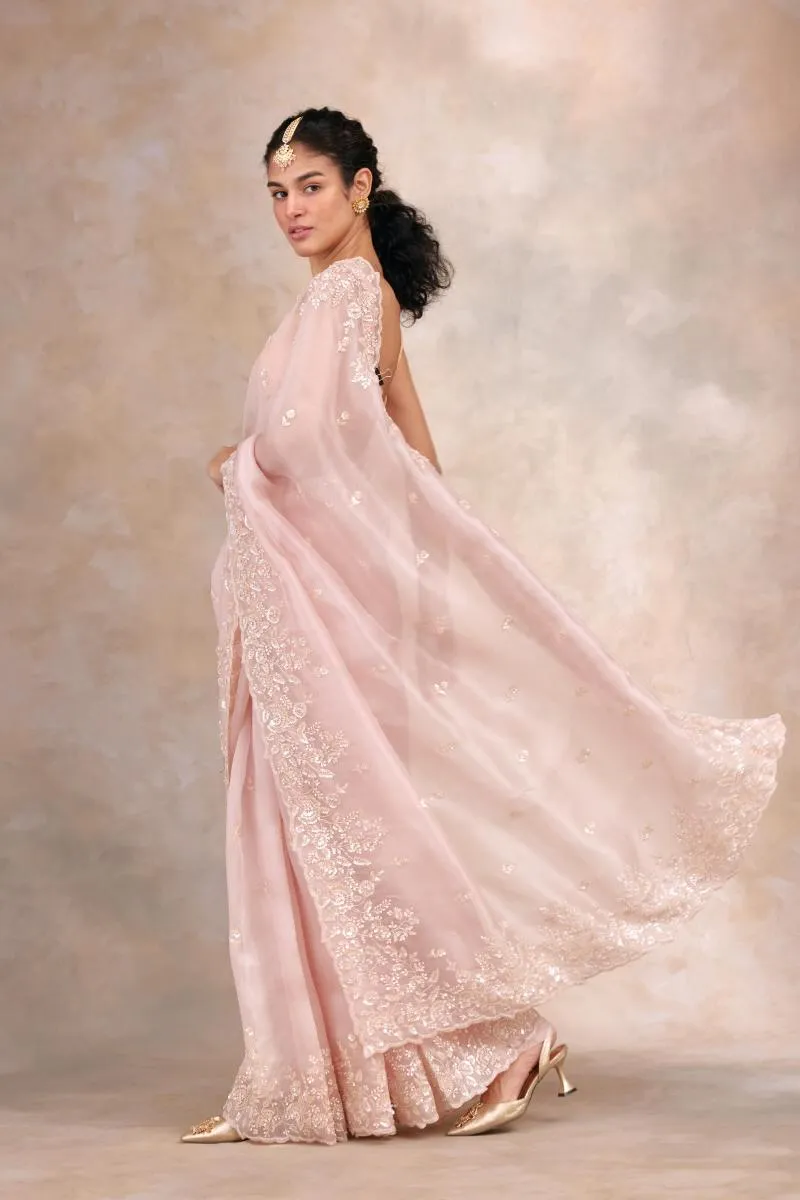 Powder Pink Organza Saree