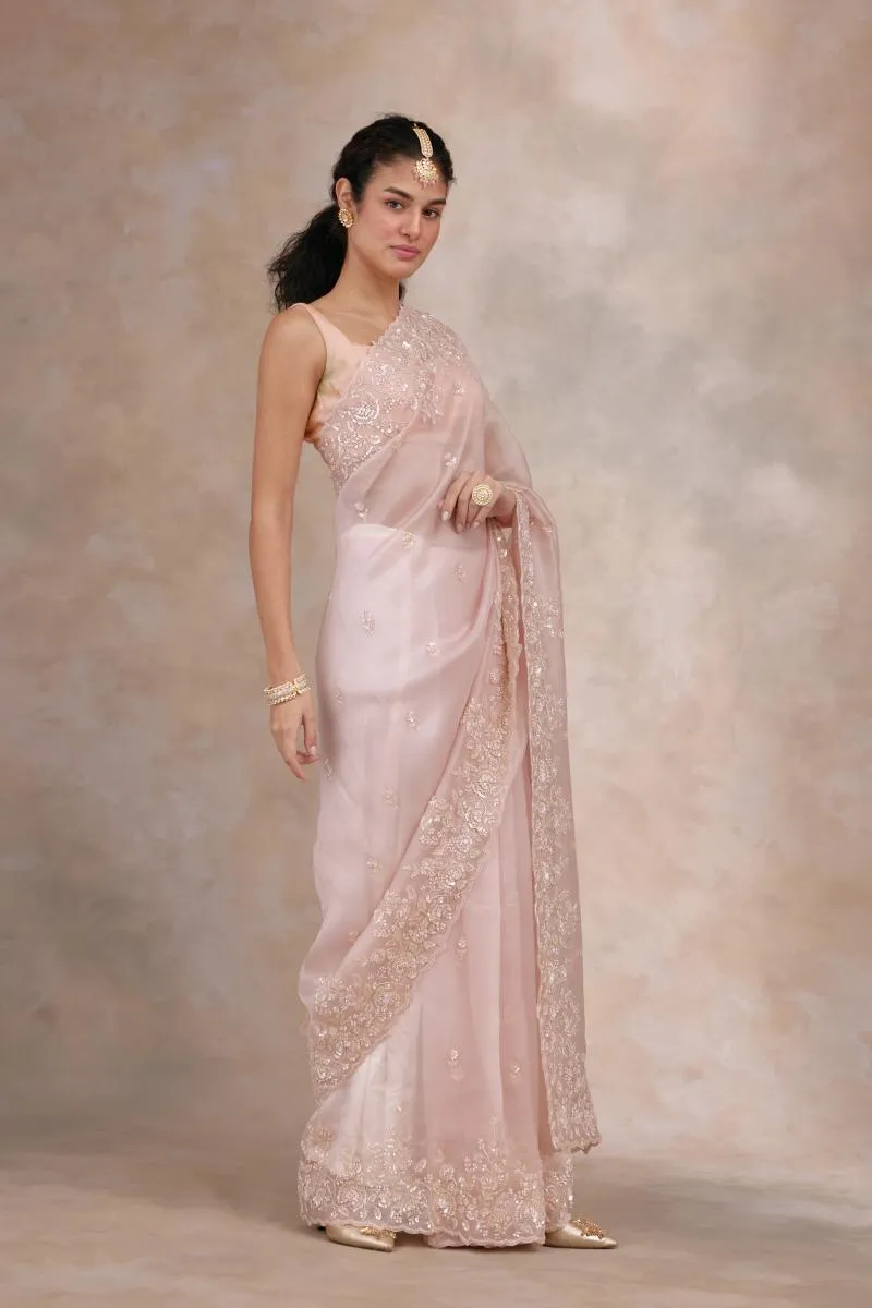 Powder Pink Organza Saree