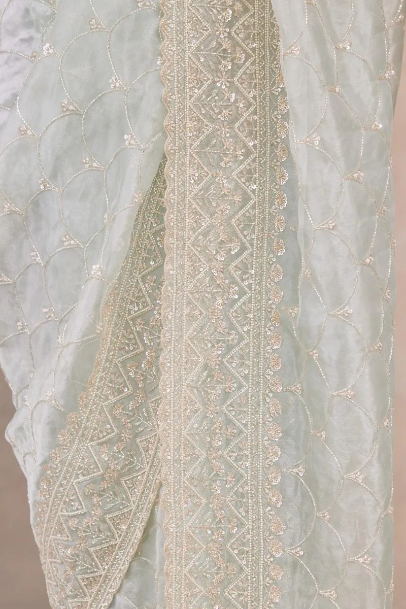 Fantasy Green Organza Saree