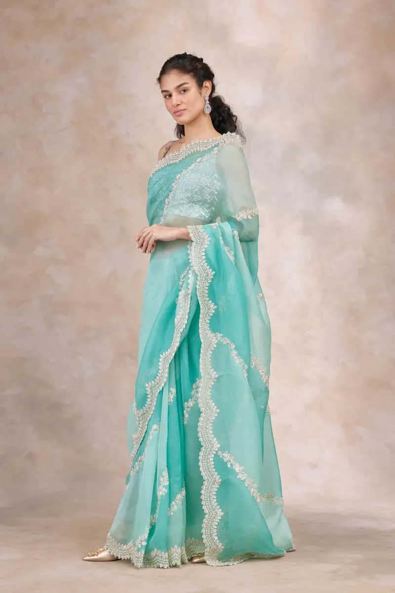 Imperial Sea Green Organza Saree