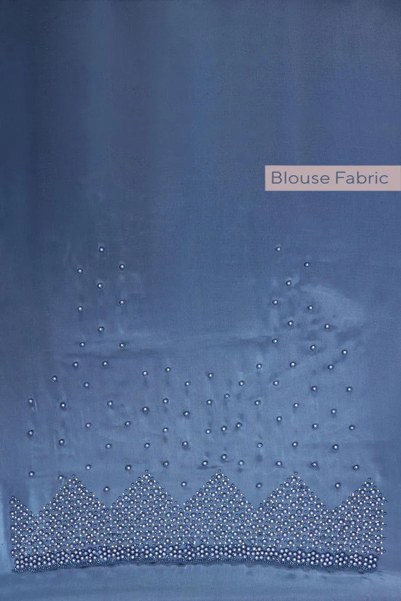 Metallic Grey Organza Satin Saree