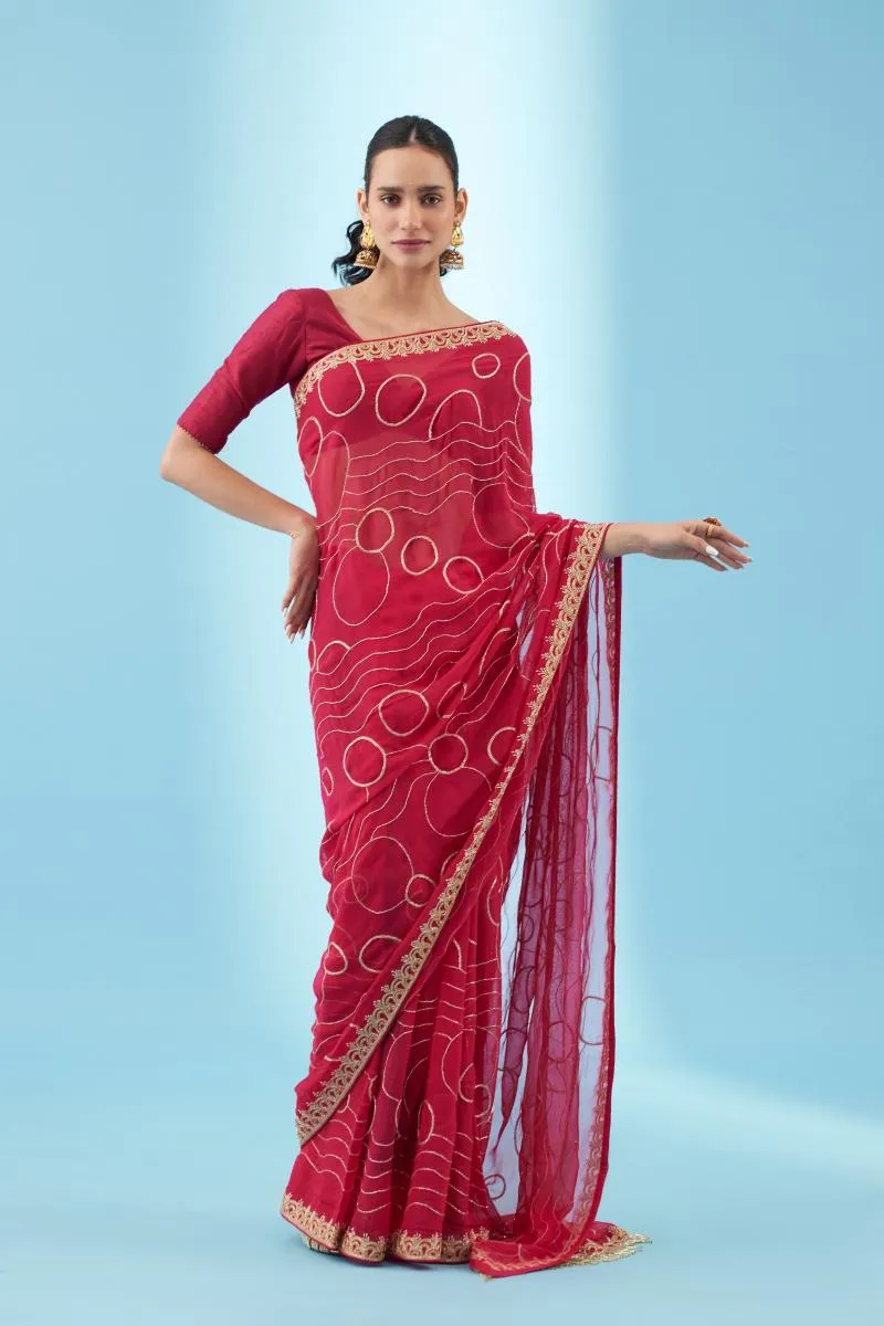 Fuchsia Pink Georgette Saree
