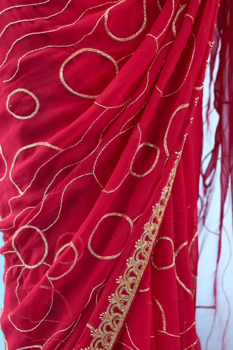 Fuchsia Pink Georgette Saree