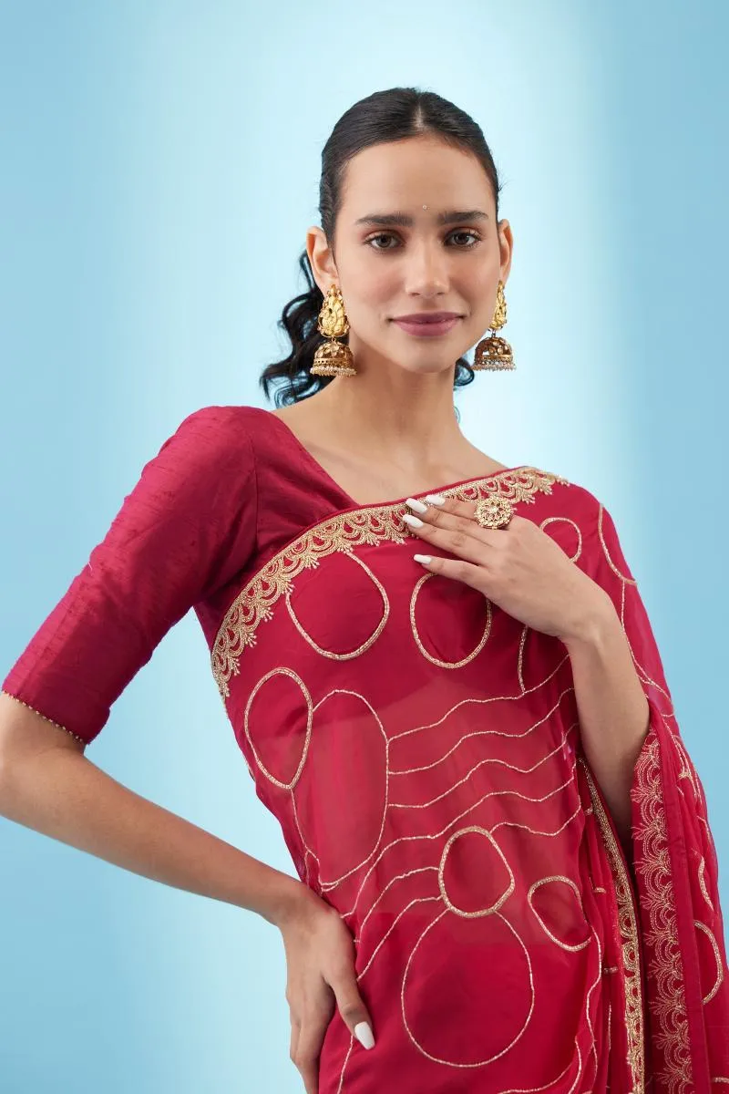 Fuchsia Pink Georgette Saree