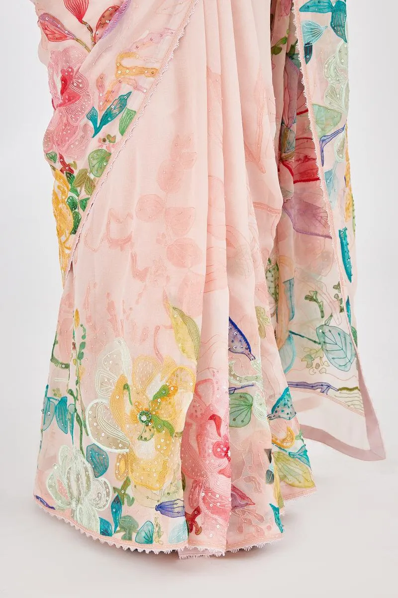 Coral Printed Georgette Saree