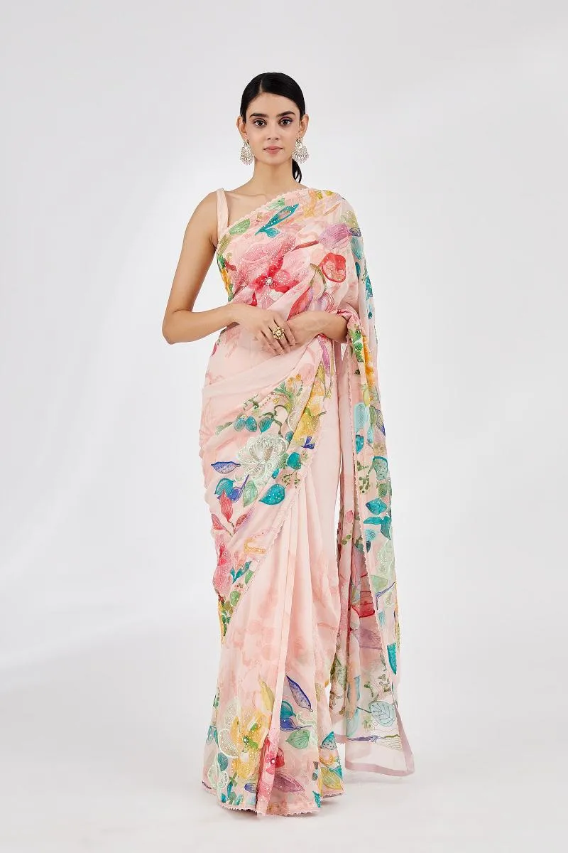 Coral Printed Georgette Saree