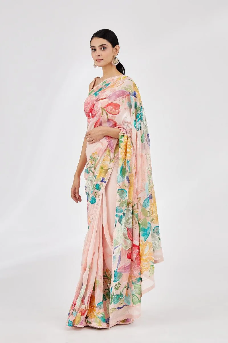 Coral Printed Georgette Saree
