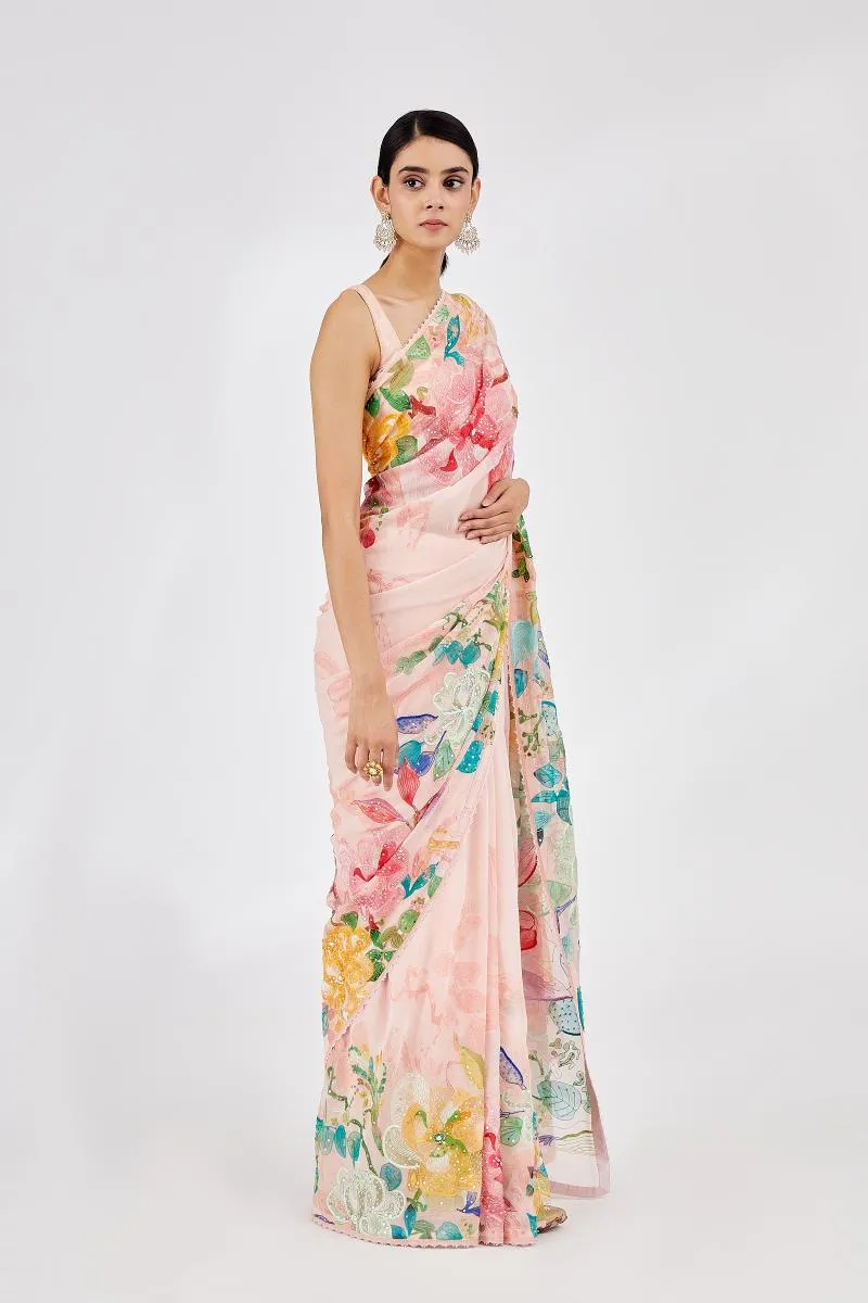 Coral Printed Georgette Saree