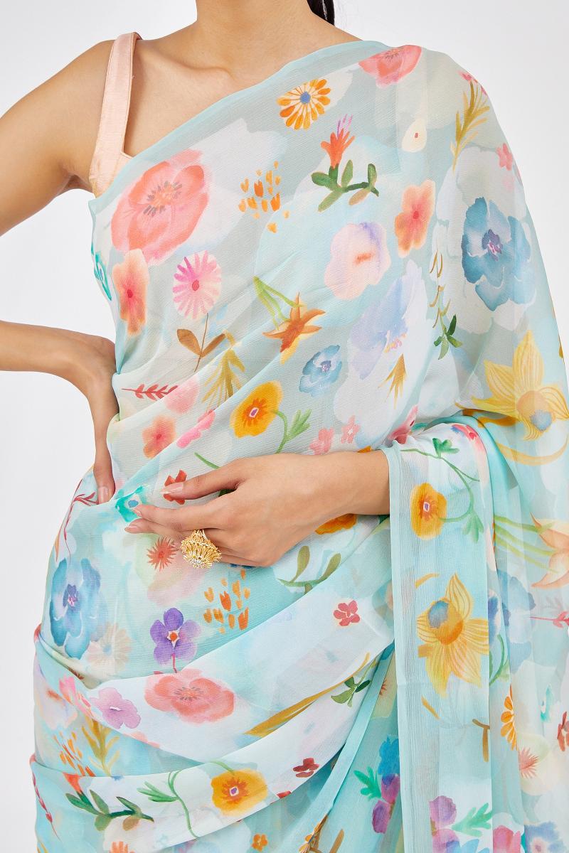 powder-green-chiffon-saree