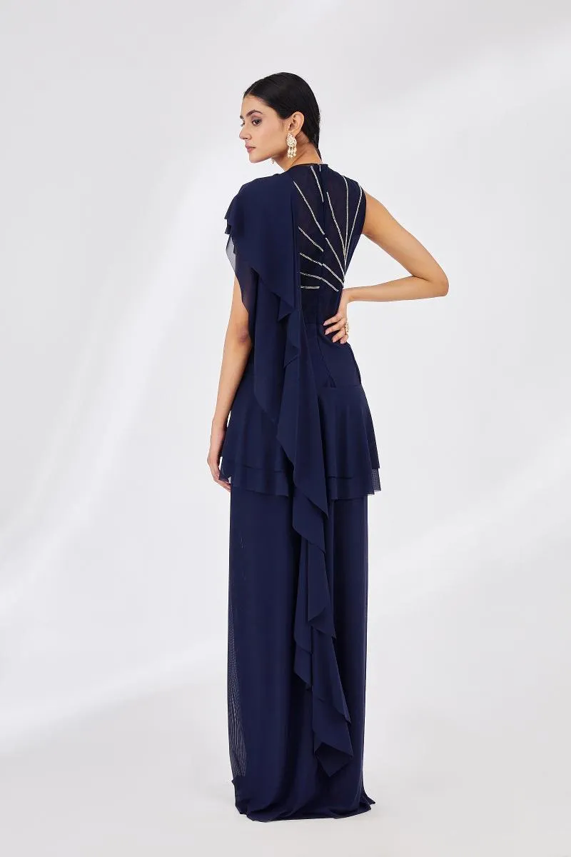 Oxford Blue Drape Gown
