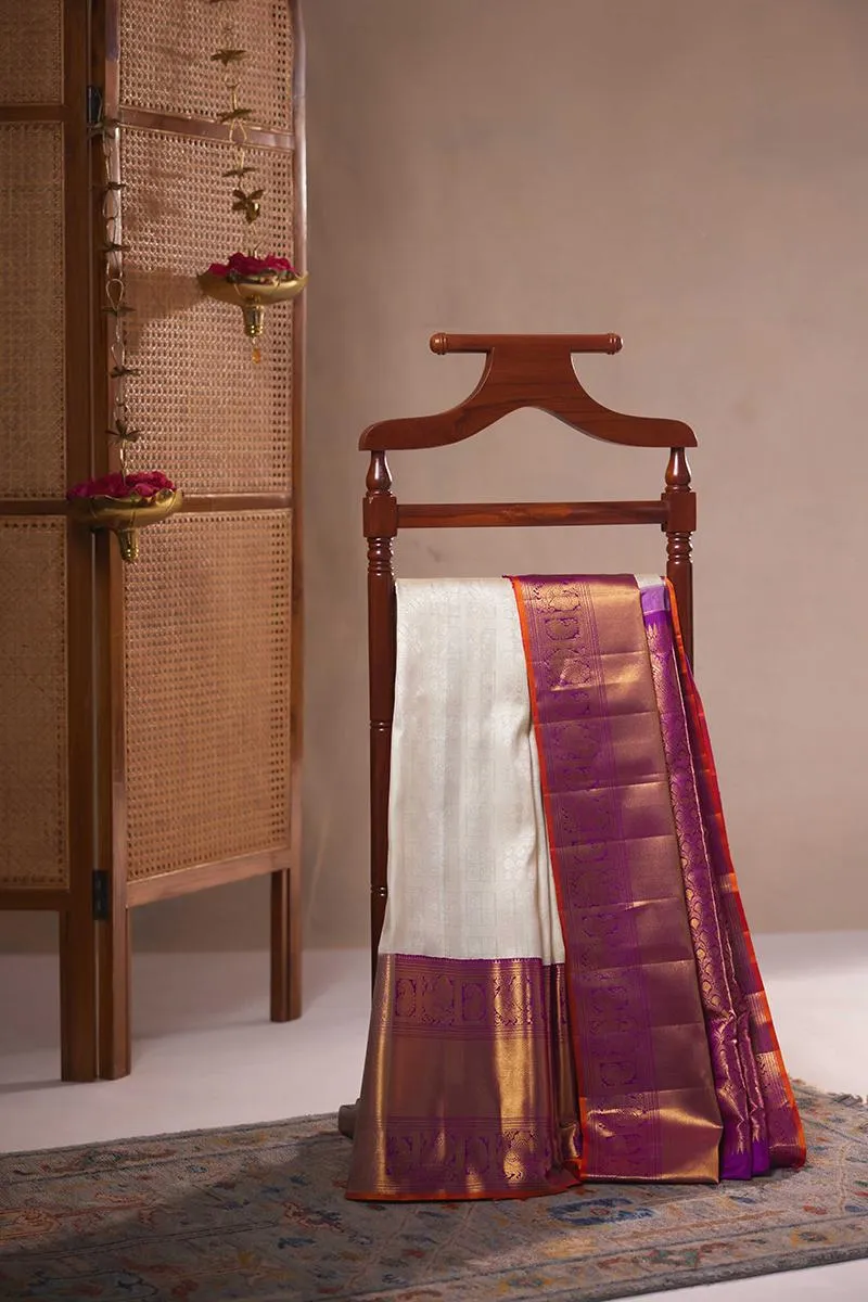 Ivory Kanjivaram Silk Saree